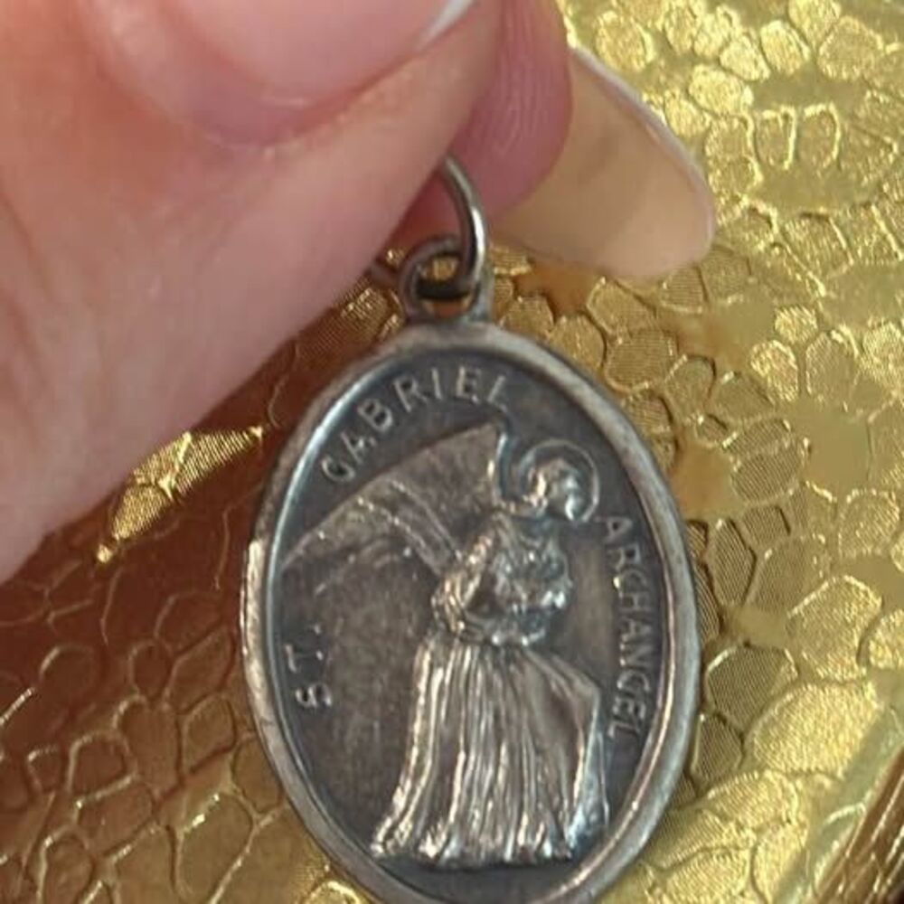 Vintage St Gabriel Archangel Medal Made in Italy Catholic Religious Pendant